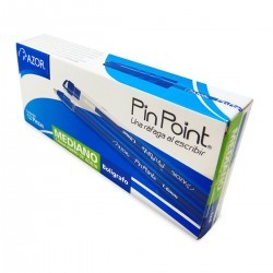 Plumas Azor Pin Point Punto Mediano Tinta Azul 1/12 Piezas 66244