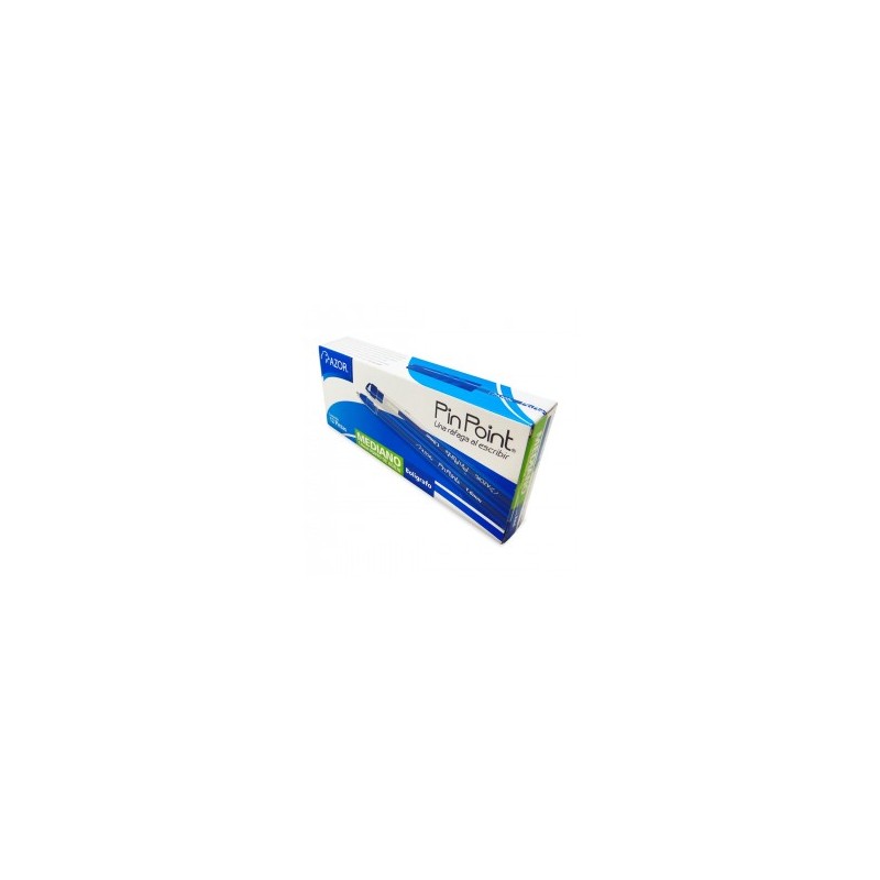 Plumas Azor Pin Point Punto Mediano Tinta Azul 1/12 Piezas 66244