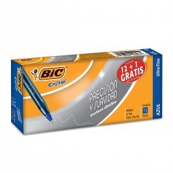 Plumas Bic Cristal Presición y Suavidad Punto Extra Fino Tinta Azul 1/13 Piezas 73180