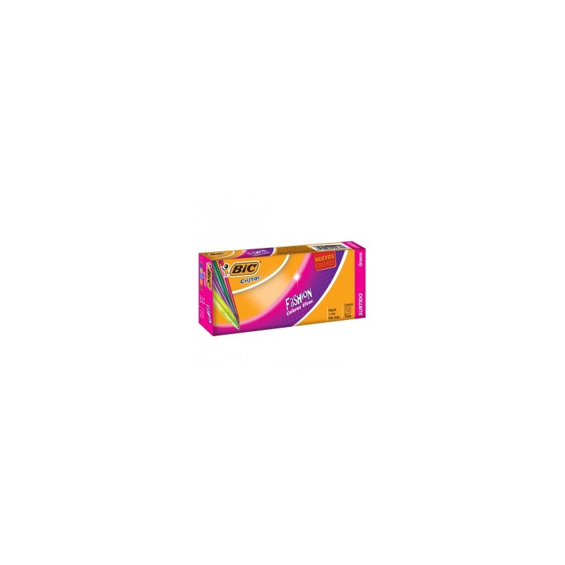 Plumas Bic Cristal Intenso Fashion Punto Grueso Colores Surtidos 1/12 Piezas 81992