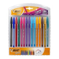 Plumas Bic Cristal Intenso Fashion Punto Grueso Colores Surtidos 1/12 Piezas 81992
