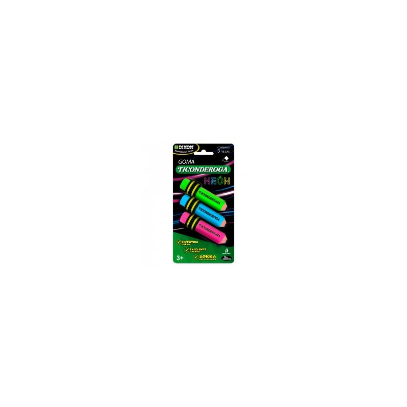 Goma de Borrar Dixon Ticonderoga Neón Colores 1/3 Piezas 91482