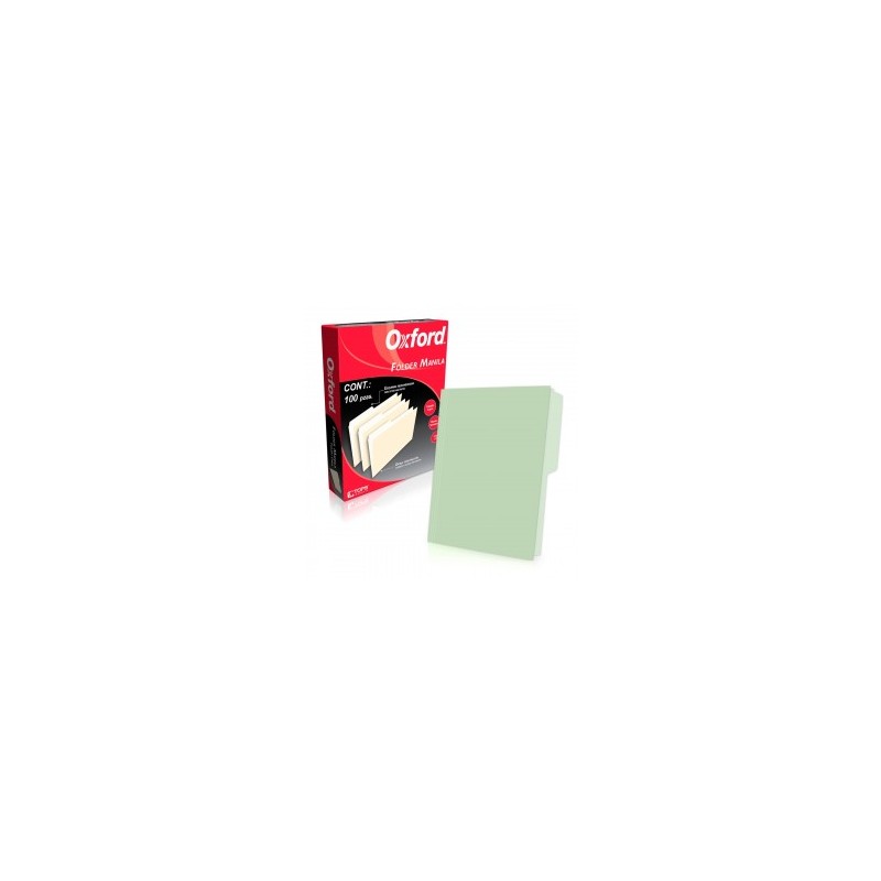 Folder Verde Tamaño Carta Oxford 100 Piezas 1/100 26536