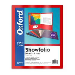 Folder Laminado Rojo Carta Showfolio Oxford 5 Piezas 1/5 61436
