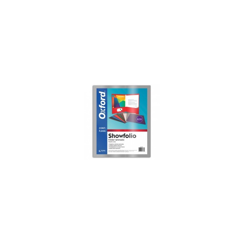 Folder Laminado Gris Carta Showfolio Oxford 5 Piezas 1/5 61434