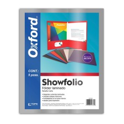 Folder Laminado Gris Carta Showfolio Oxford 5 Piezas 1/5 61434