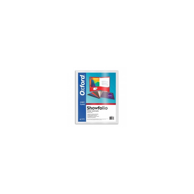 Folder Laminado Blanco Carta Showfolio Oxford 5 Piezas 1/5 61433