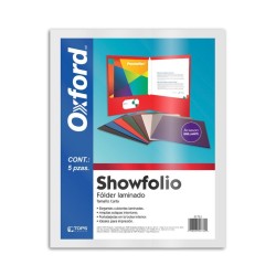 Folder Laminado Blanco Carta Showfolio Oxford 5 Piezas 1/5 61433