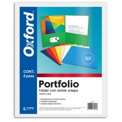 Folder Blanco Carta Portfolio Doble Solapa Oxford 5 Piezas 1/5 61431