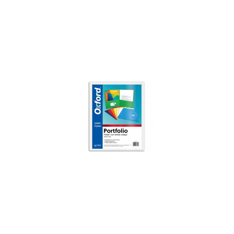 Folder Blanco Carta Portfolio Doble Solapa Oxford 5 Piezas 1/5 61431
