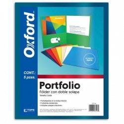 Folder Azul Carta Portfolio Doble Solapa Oxford 5 Piezas 1/5 61430