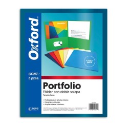 Folder Azul Carta Portfolio Doble Solapa Oxford 5 Piezas 1/5 61430