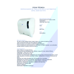 DISPENSADOR DE TOALLA DE PAPEL AUTOMÁTICO AZUR BLANCO JOFEL 1/1 AG17510