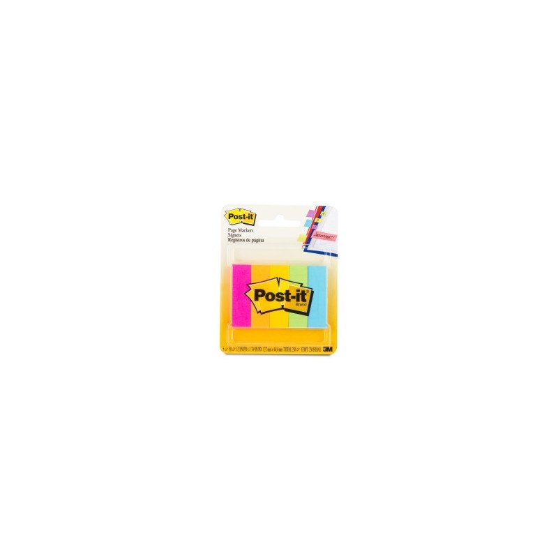 MARCAPAGINAS 3M POST-IT ADHESIVOS NEON 1.5 x 5 cm 41106 5 PZS